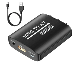 High - Definition HDMI to RCA Video Converter Adapter with 1080P Scaling and NTSC/PAL Support - HDMI to AV (With USB Cable)
