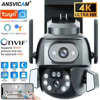 4K 8MP WIFI Camera TUYA APP Dual Screen Cam Binocular AI Body Automatic Tracking CCTV Security Intelligent IP66 Monitoring 1