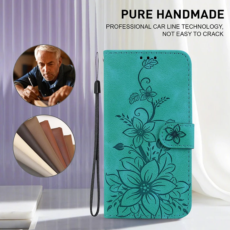 Premium Stand Flip Wallet Case with Lanyard Cover