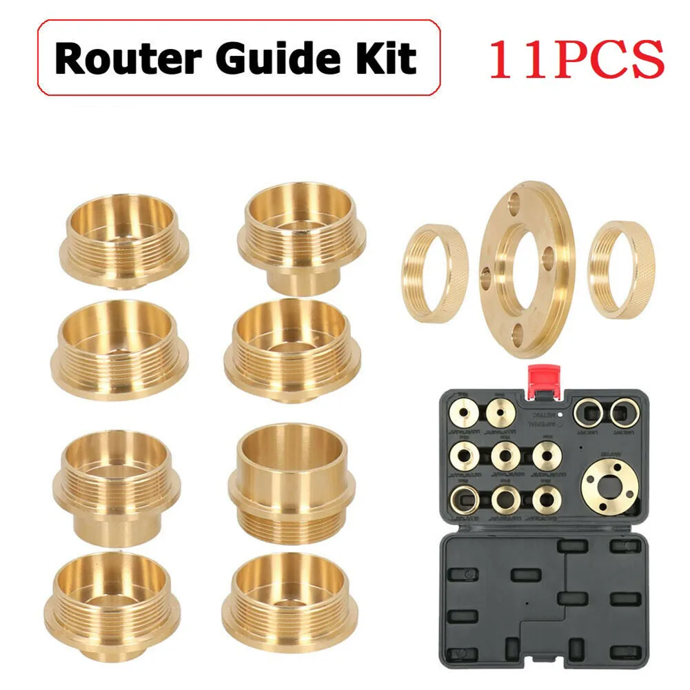 11Pcs-10-30mm-Brass-Template-Router-Guides-Kit-Lock-Nut-Adapter-Router ...