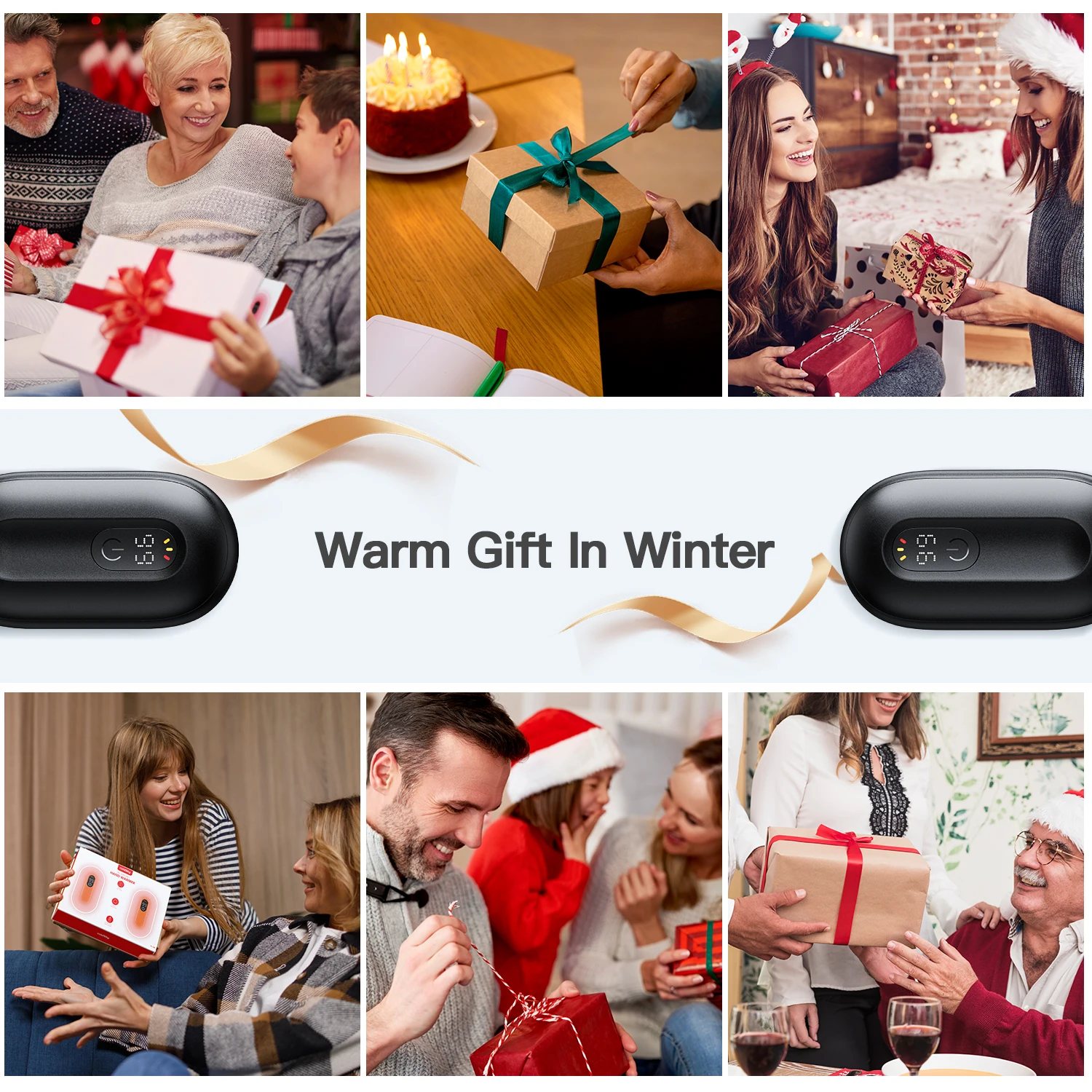 Hand Warmers Rechargeable 2 Pack Magnetic Electric Hand Warmer with Digital Display Portable Pocket Heater Warm Christmas Gift