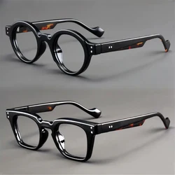 Vintage Small Round Men's Reading Glasses with Magnifying Lens - +400 (Black)