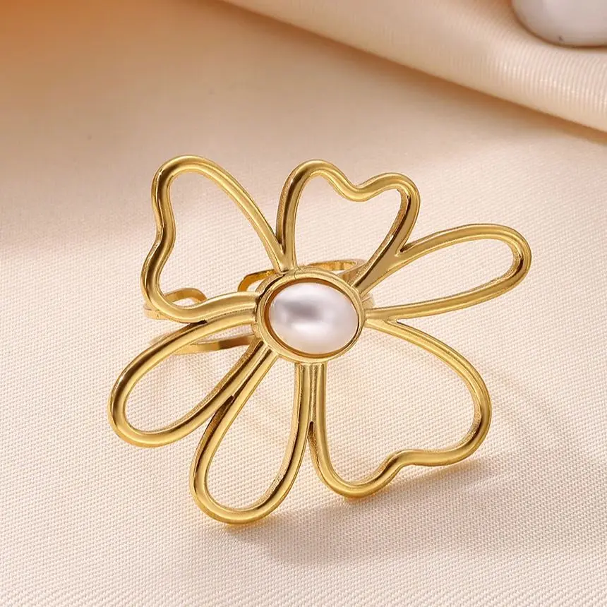 Stainless Steel Rings Women For Stainless Steel Pearl Gold