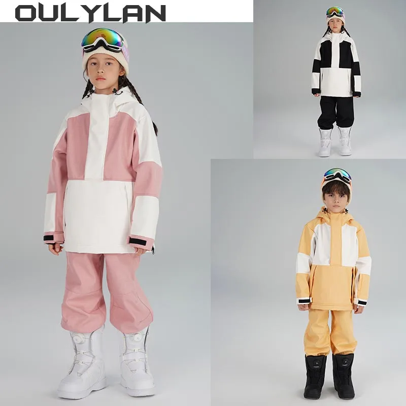 

Oulylan Children Ski Suit Thickened Snow Proof Boys and Girls Professional Ski Top Coat Kid Ski Suit Outfit Children Snow Clothe