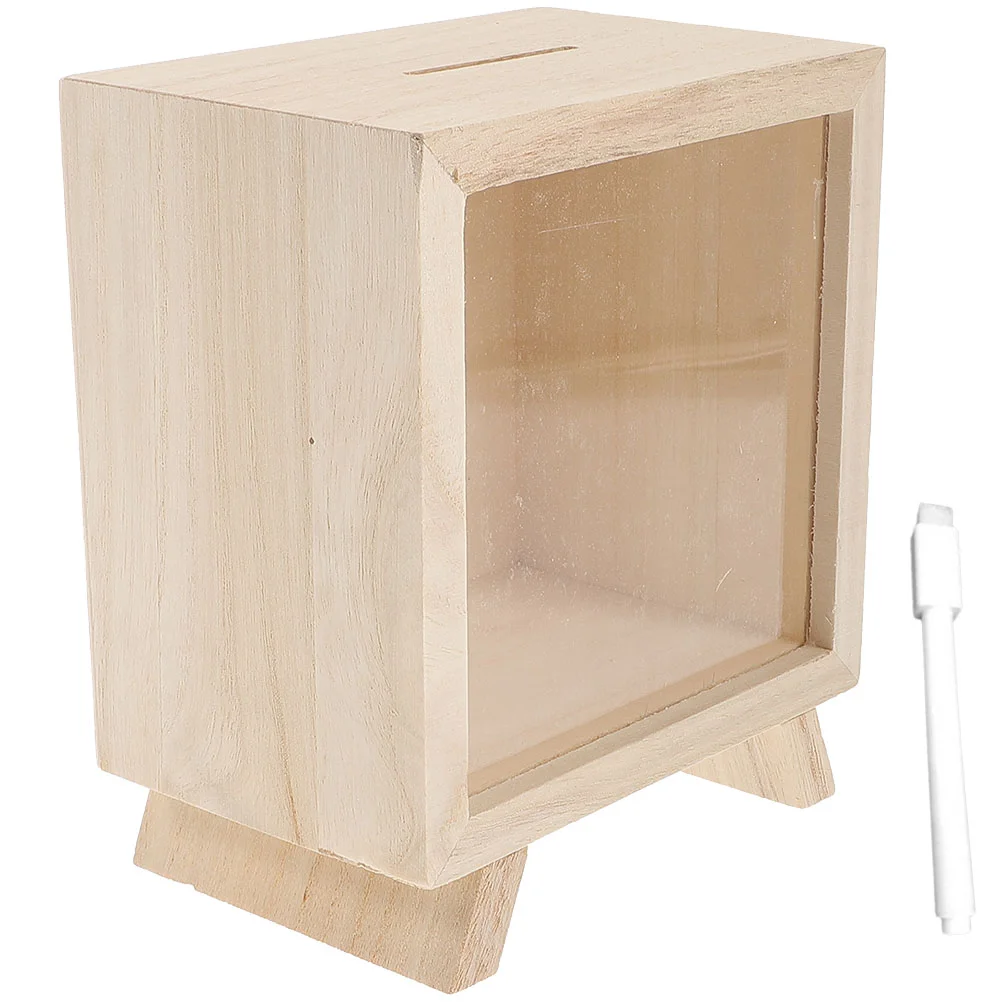 Wooden Piggy Bank Unopenable Savings Jar Kids Money Holder Storage Tip Box Donation Container Family Decor Item 6