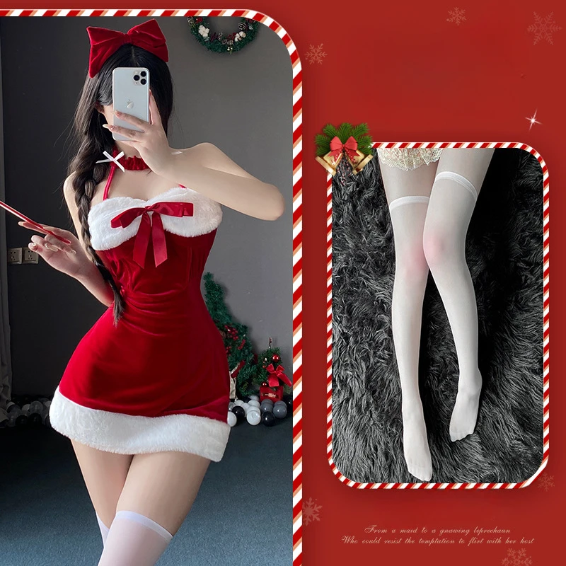 thumbnail image 1 of Vestido de lencería sexy de Navidad, disfraz de conejita dulce, conjunto de mujer conejo, disfraz de cosplay, juego de rol, uniforme, conjunto de actuación en el escenario, 1 of 5