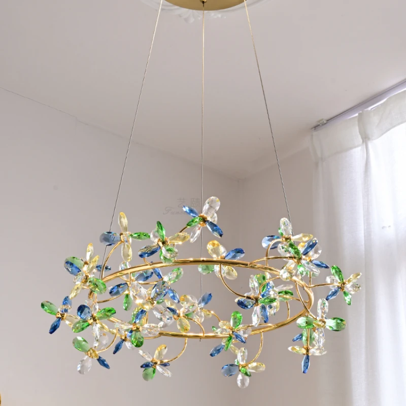 

Light luxury crystal chandelier ins, net celebrity, simple creative ring, restaurant, clothing store, princess room, bedroom, cr