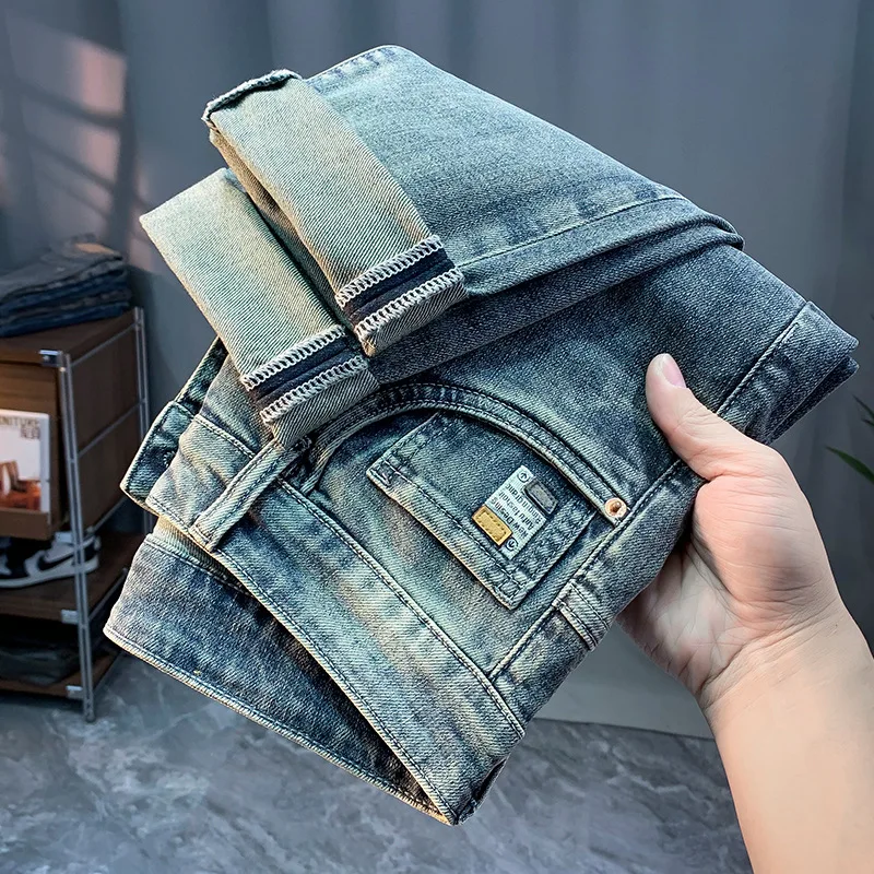 High-End Affordable Luxury Jeans Men's 2024 Spring New Slim Fit Skinny Pants Saggy Casual Fashion Brand Embroidered Trousers