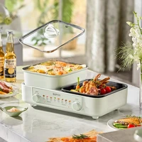 SUPOR 220V Electric Grill Pan Fryer 2000W Multifunctional Electric Hotpot Double Plate Removable Electric Grill Pan 2