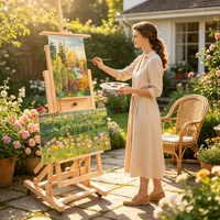 Studio Easel for Painting Artist Professional Easel Painting Art Easel Stand 60x65x140-300CM Wooden H Easel for Double Canvas Adjustable & Mobile For Artists Students 2