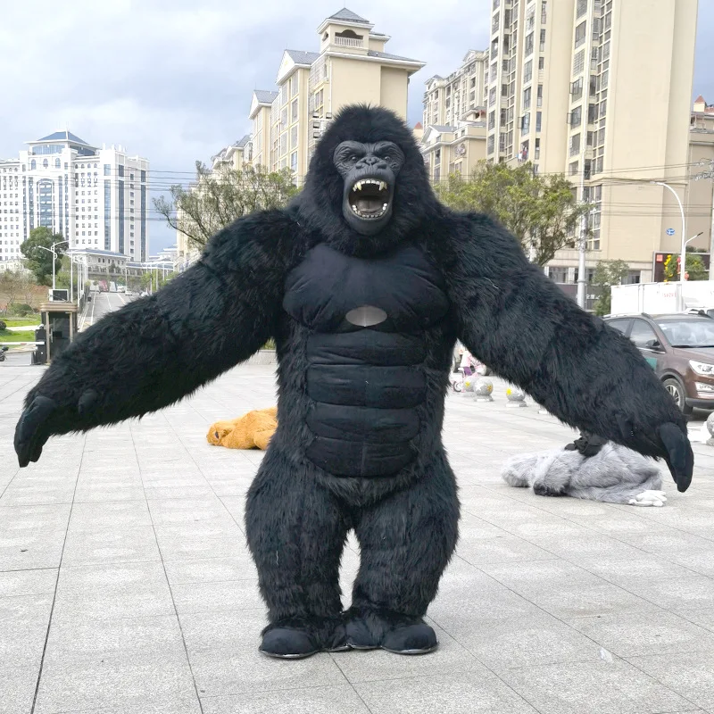 InflatableKingKongCostumeForAdultHalloweenPlushFurryGorillaMascotCosplayCostumes