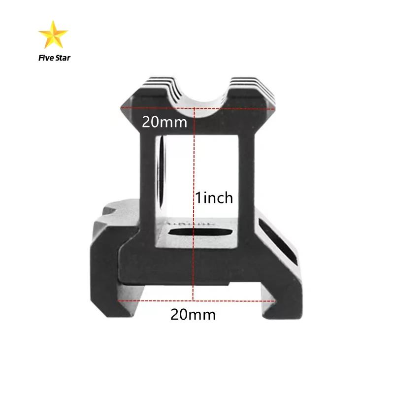 Picatinny Riser Mount FiveStar Tactics 1" Height Picatinny Short Riser Mount Aluminum Alloy Scope Base 20mm Picatinny Rail