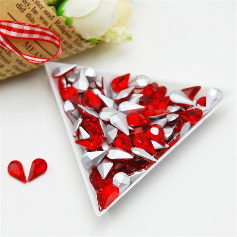 50pcs Colorful Waterdrop Rhinestone Glass Crystal Accessories