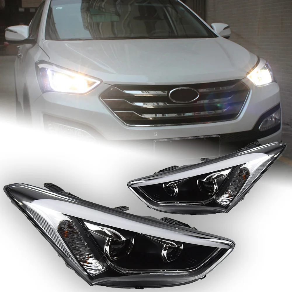 현대 IX45 LED 헤드라이트 2013-2016 자동차 시그널 헤드 램프 프로젝터 렌즈 DRL 산타페 헤드라이트 업그레이드 자동차 액세서리