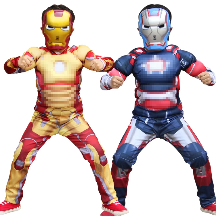 

Anime Captain Iron Man Cosplay Costume 3D Style Muscle Suit Captain America Movie Role Play Clothing with Mask