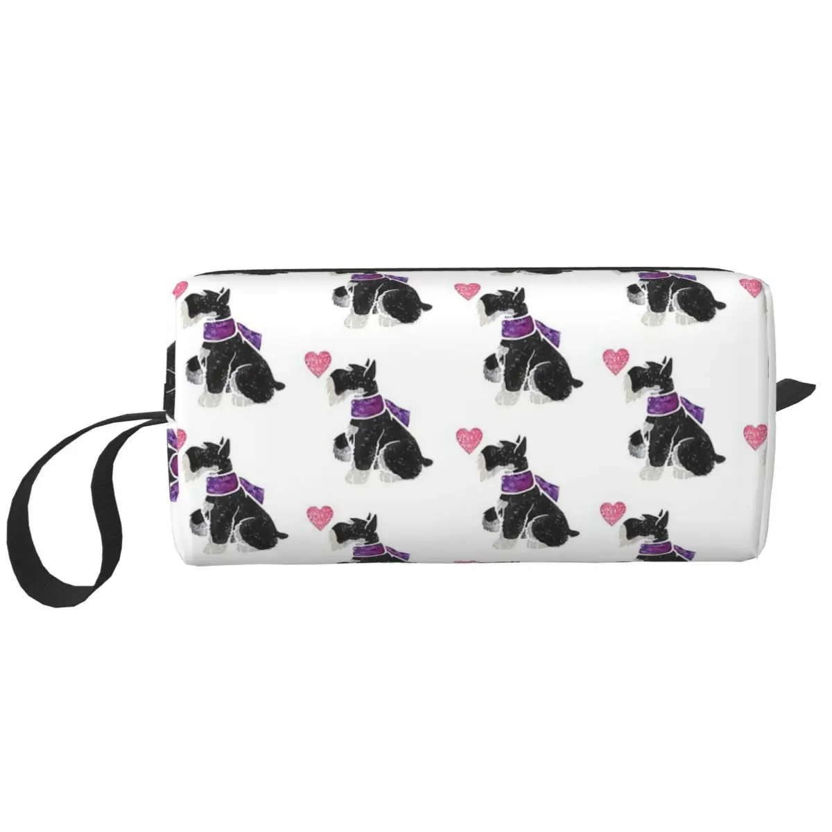 

Watercolour Miniature Schnauzer Large Makeup Bag Beauty Pouch Travel Cosmetic Bags Dog Lover Portable Toiletry Bag for Women