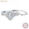 Newshe 2 Pcs 925 Sterling Silver Wedding Rings for Women Engagement Ring Sets 2.0 Ct Pear Shape Teardrop AAAAA Zircon BR0829 1