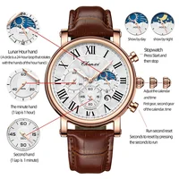 CHENXI 973 multi-fonction affaires Phase de lune Date étanche Rome analogique importé hommes montre-bracelet cadran Quartz montres en cuir 1