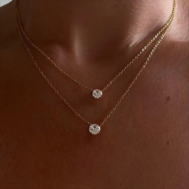 Anziw Moissanite Solitaire Necklace – 1CT/2CT/3CT, 925 Silver