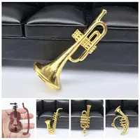 Creative Mini Portable Trumpet Saxophone 1:12 Dollhouse Miniature Plastic Musical Instrument Model Scene Accessories 1