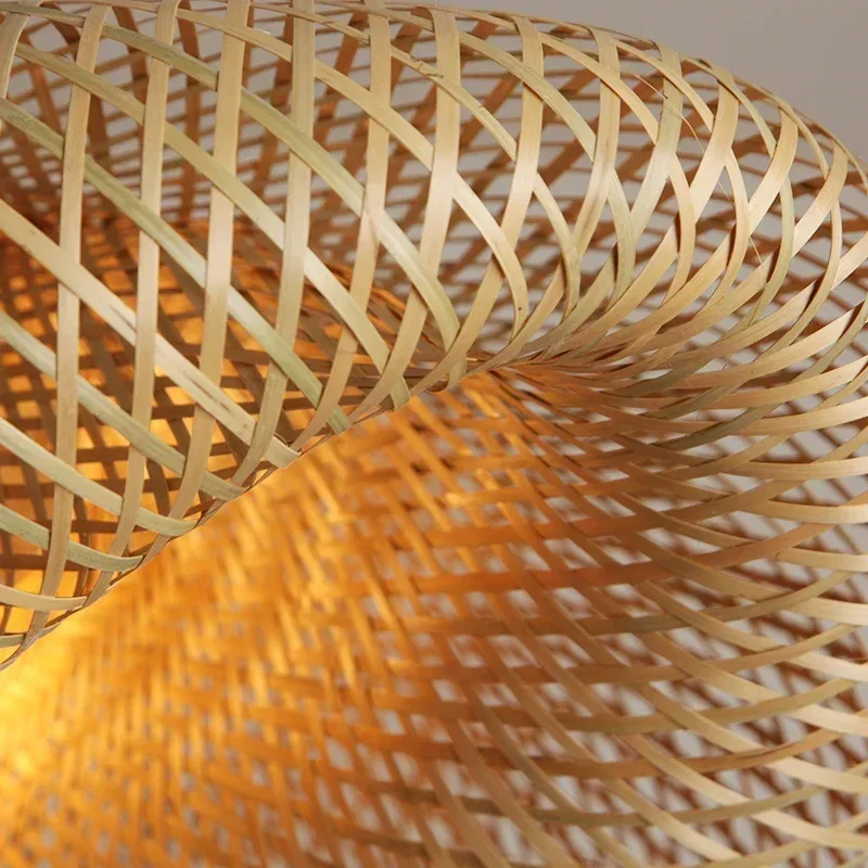 Bamboo Pendant Lamp Rattan Light Hand Woven Chandelier Café Restaurant Lighting Living Room Art Decor Hanging Lamp Indoor 3