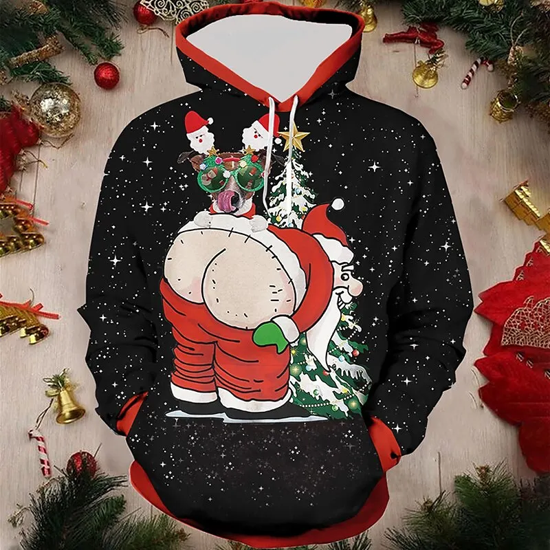 

Funny Men's Hoodie 3d Santa Claus Printed Autumn Winter Long Sleeves Tops High Quality Men's Clothing Loose Oversized Sweatshirt