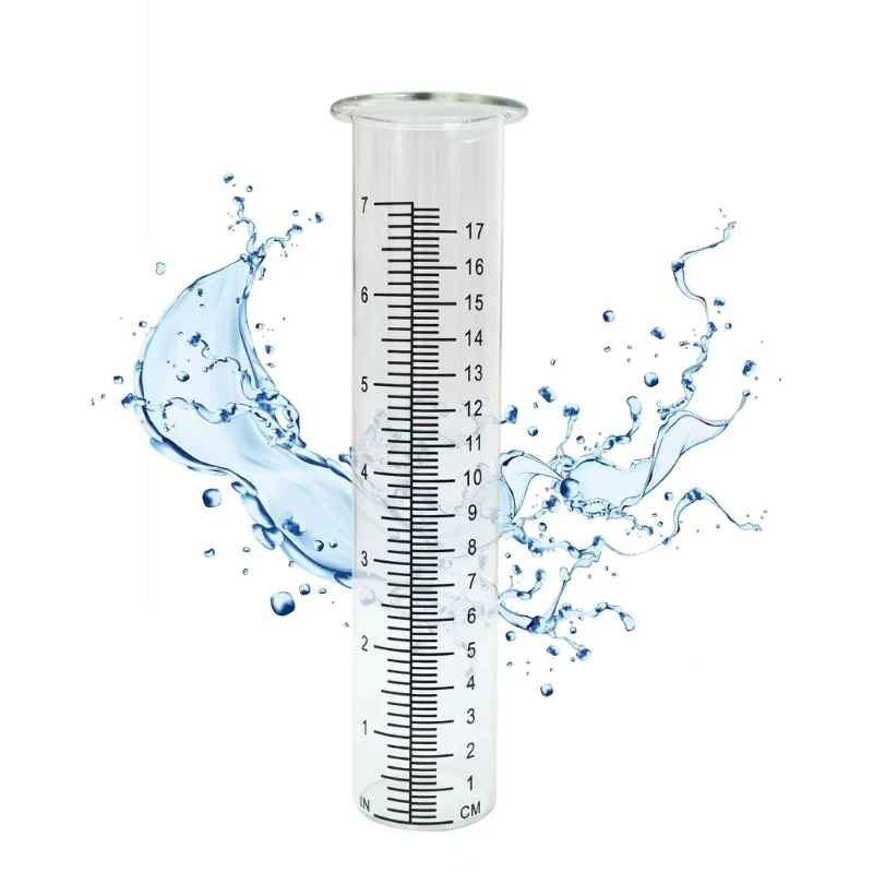 

7"/6" Large Capacity Glass rain Gauge Replacement Tube for Outdoors Yard Garden with Lip Crack-proof Rain Meter Easy to Read