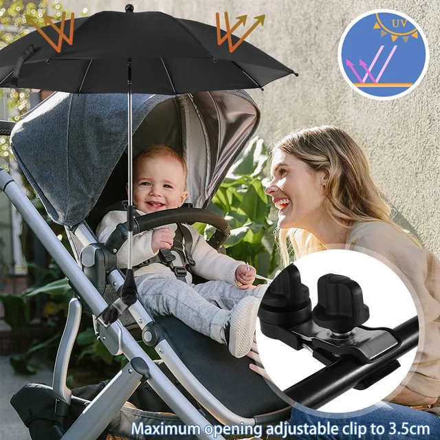 Új Baba Babakocsi Esernyő 360 ° Uv Védelem Pram Univerzális Baby Parasol Állítható Bilincskel És Rugalmas - Image 5