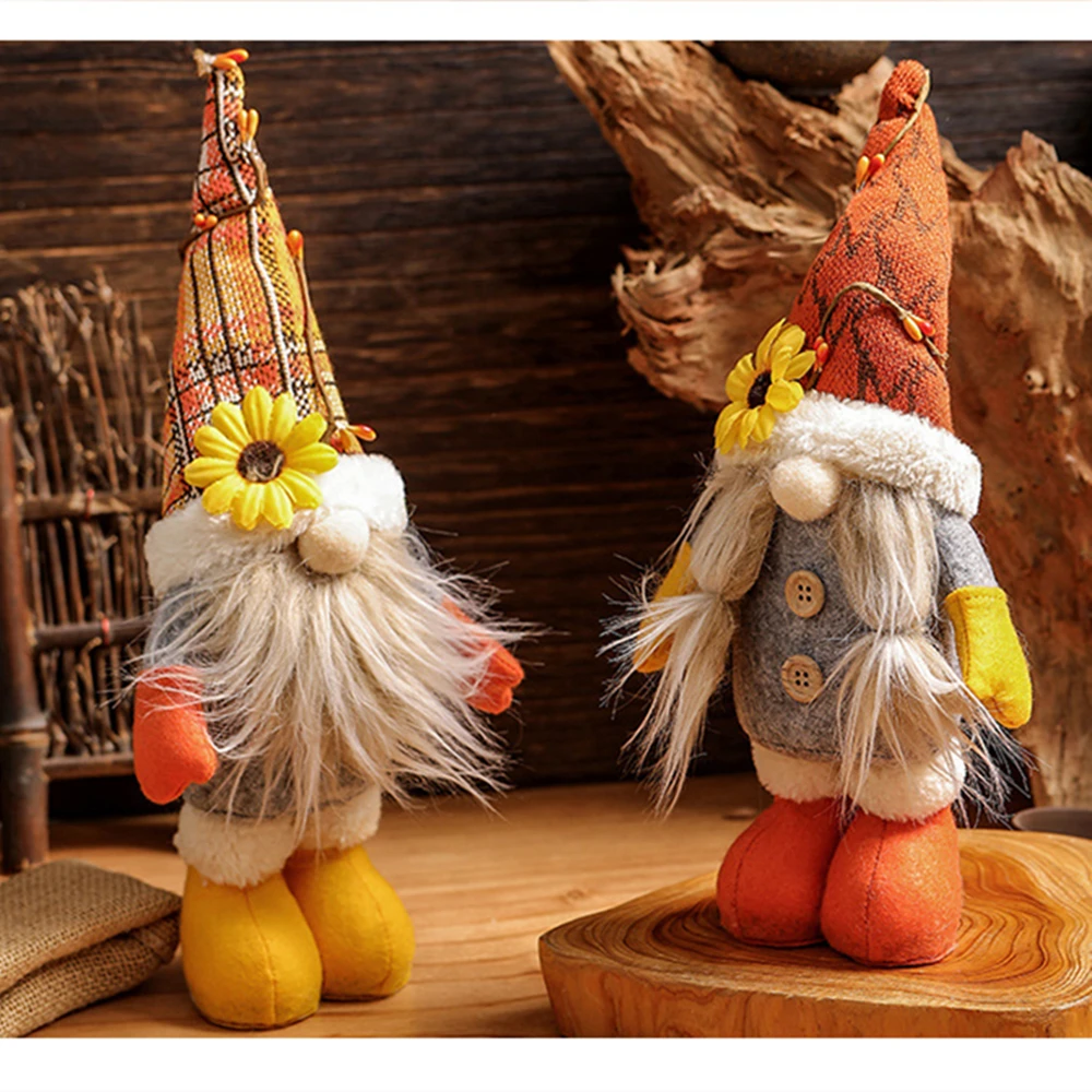 Fall Gnome Pumpkin Sunflower Swedish Elf Dwarf Plush Ornaments for Home Christmas Autumn Thanksgiving Decor