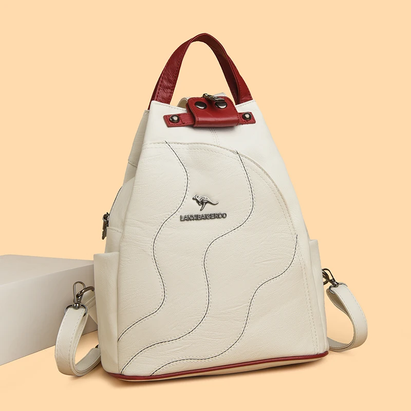 Einfarbig Damen Rucksack Luxus Designer Hohe Qualität PU Leder