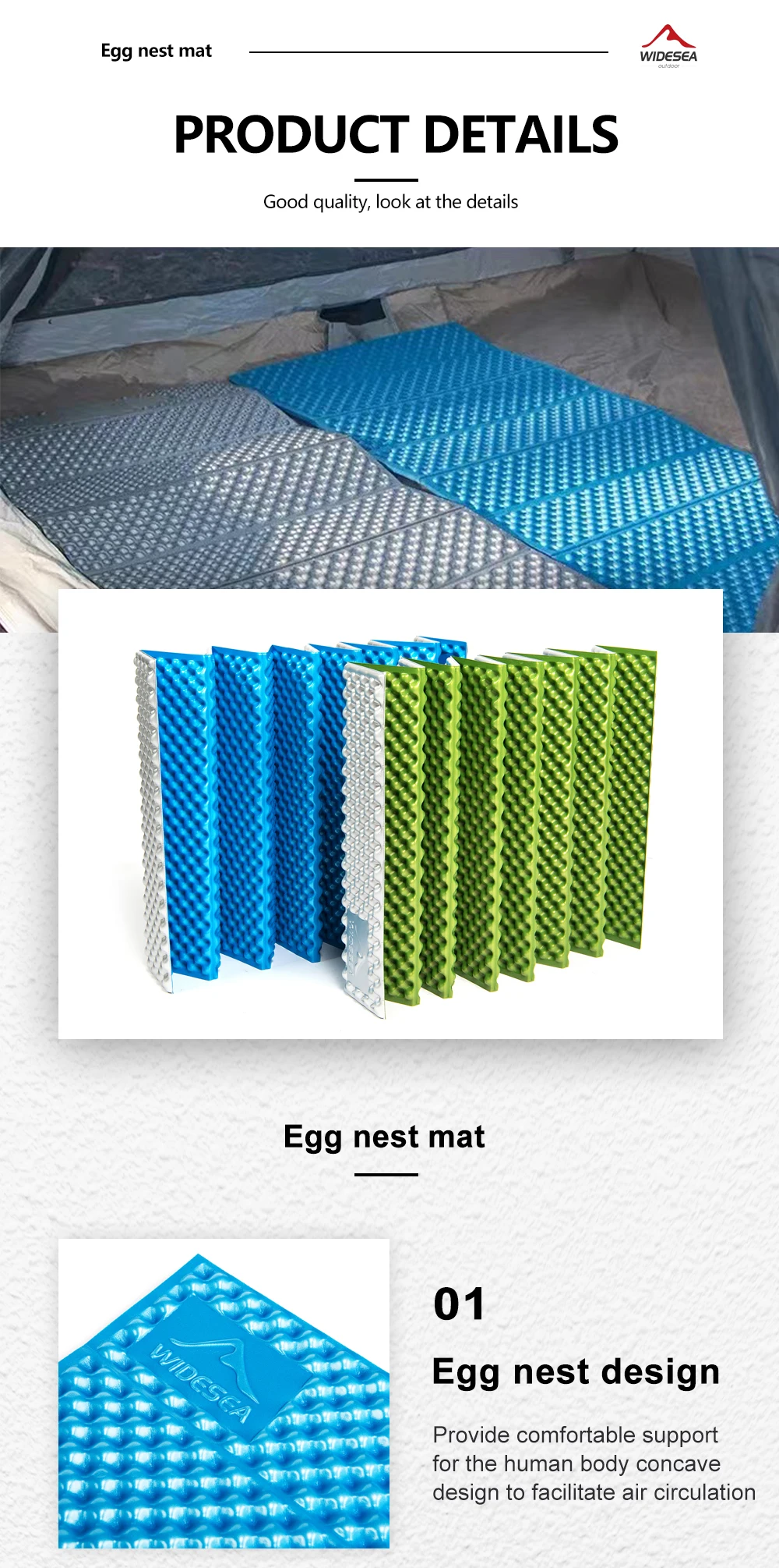 Wideea Camping matte tragbare wasserdichte Isomatte Picknick Schaum Bett Matratze Reise Trekking Ausrüstung Decke feuchtigkeit beständig – Detail 4