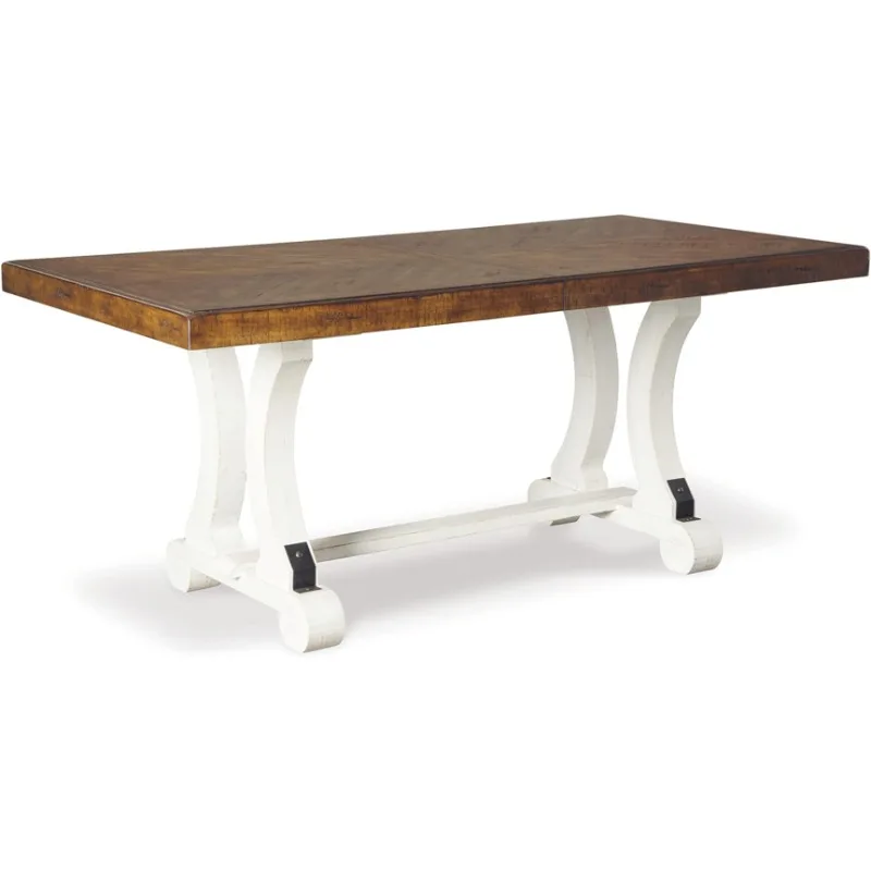 

Signature Design by Ashley Valebeck Farmhouse Rectangular Extension Dining Table, Fits up to 8, White & Brown