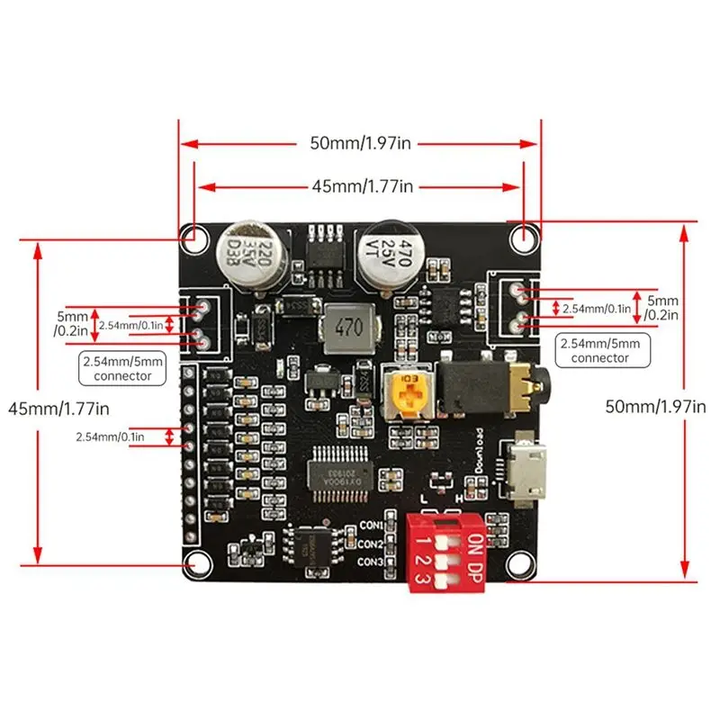 ABZZ-재생 모듈 DY-HV8F 12V/24V 10W/20W, Arduino 재생 모듈용 8MB 플래시 스토리지 포함, 마이크로 USB