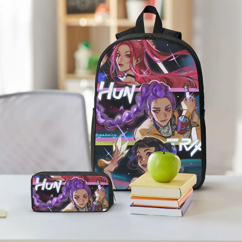 K-POP Hunters Schultasche-Set 2-tlg. – Rucksack & Federmäppchen, Wasserdicht, Mit K-Pop-Print, Für Schule & Reisen
