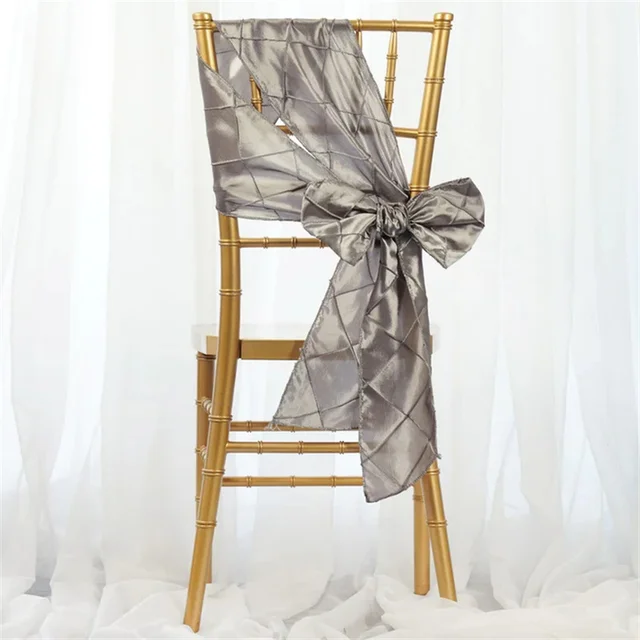50pcs 100pcs Chiavari Pintuck Chair Sash Poly Tie Bow For Wedding Banquet Event Decoration