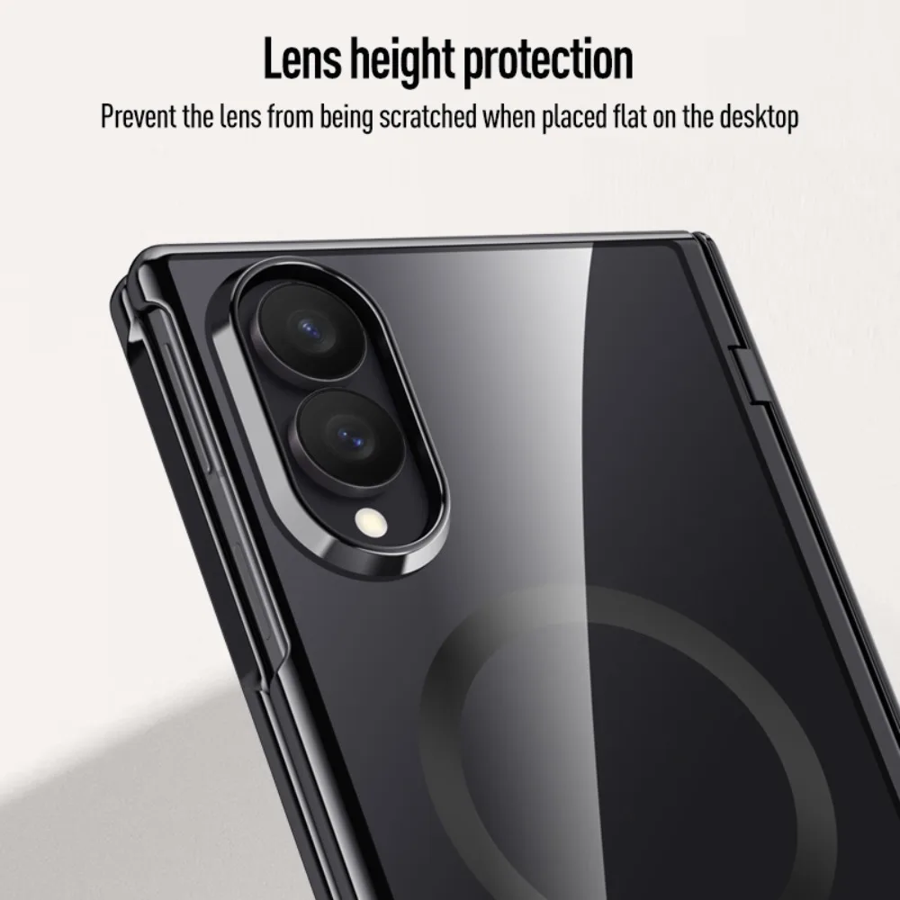 Luxury Electroplating Magnetic Case with Spring Hinge & Tempered Film Protection Cover
