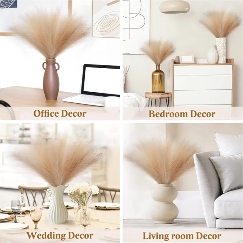 Artificial Flower 15/30PCS 42CM Fluffy Pampas Grass Boho Decor Fake Reed Plants for Wedding Home Party Living Room DIY Vase Decoration