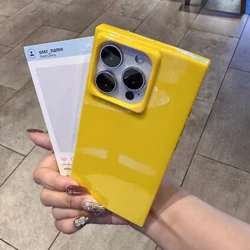 Luxury Soft Silicon Square Frame Neno Candy Color Shockproof Phone Case - iPhone 14 Pro (Yellow)