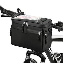 Cycling Handlebar Bag - Versatile Front Tube Pannier & Shoulder Carrier (Black)