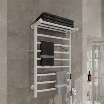 ราวแขวนผ้าเช็ดตัวแบบดิจิตอลติดผนังห้องน้ำ กันน้ำ เครื่องทำความร้อนผ้าเช็ดตัวไฟฟ้า สแตนเลส แขวนเก็บง่าย 1