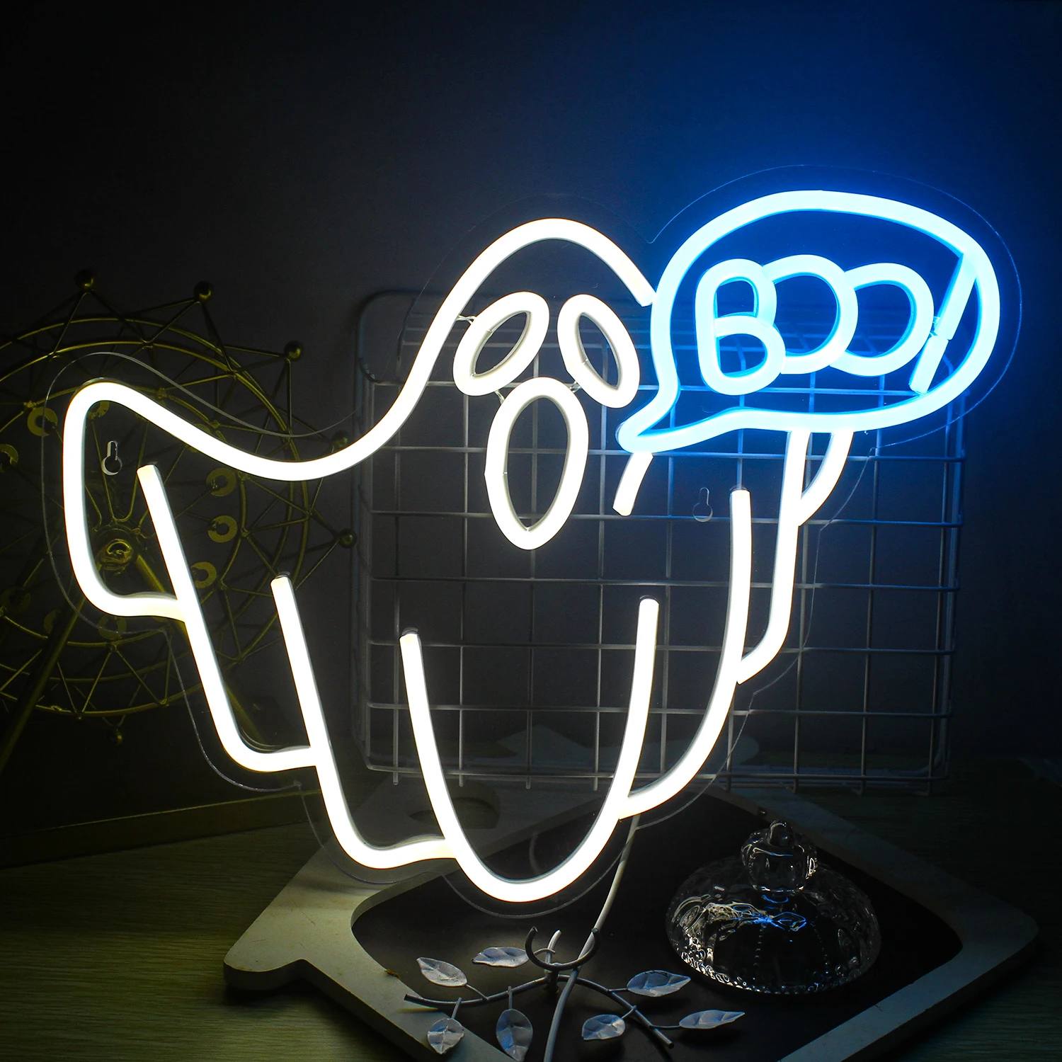 

Halloween Neon Sign White Blue Led Neon Light Signs for Beer Bar Party Wall Decor Usb Powered Fun Lamp Light Up Signs