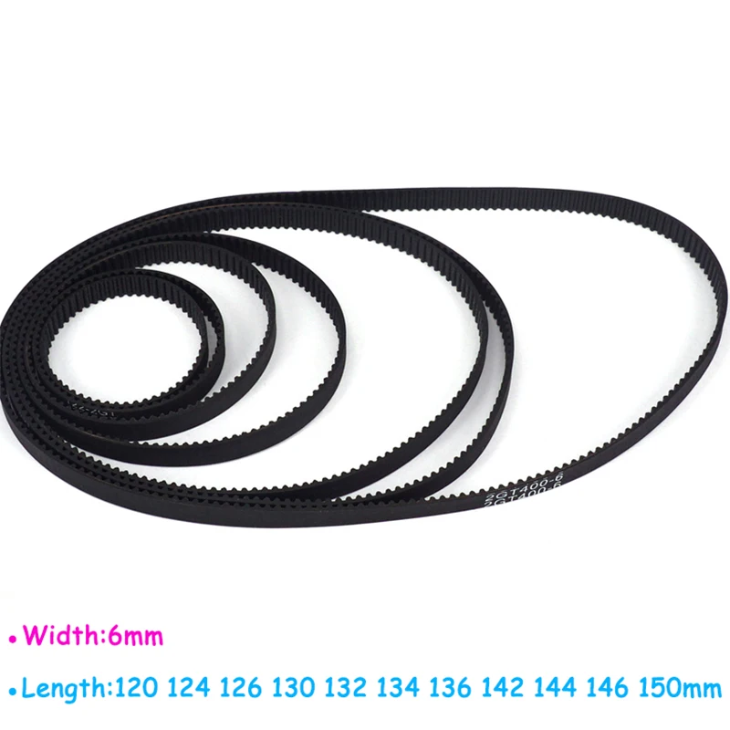 

Width 6mm 2GT Rubber Timing Belt Length 120 124 126 130 132 134 136 142 144 146 150mm Synchronous Belt Pitch 2mm