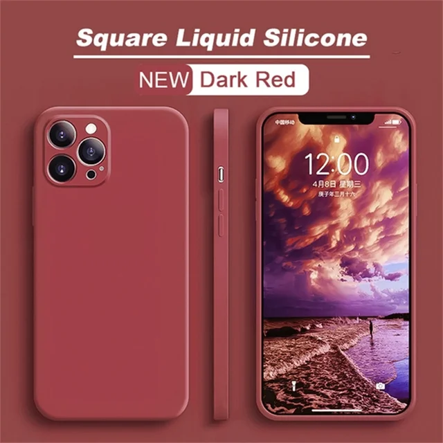 Original Square Liquid Silicone Phone Case For iPhone 13 11 12 Pro Max Mini X XR XS 7 8 Plus SE 2020 Shockproof Back Cover 6