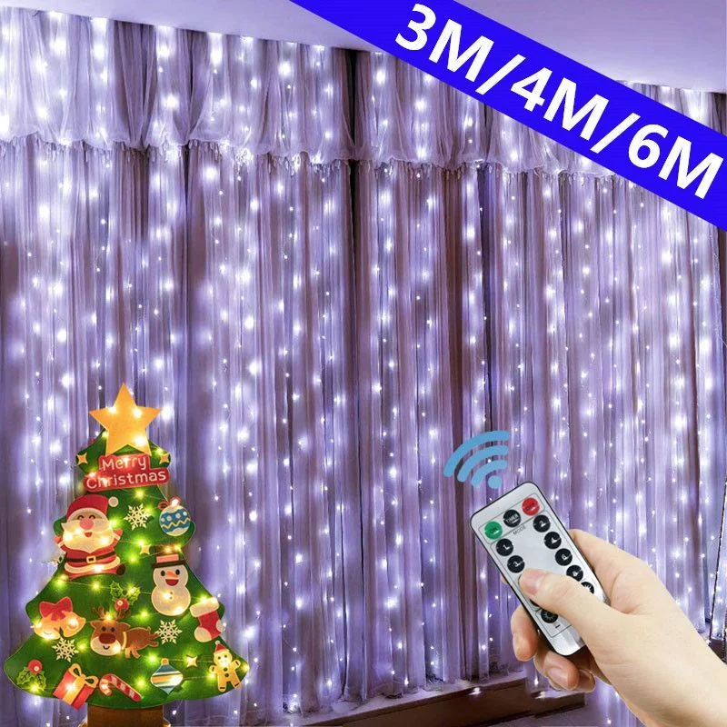 

3M 4M 6M Christmas USB Led Curtain Garland Festoon Light Xmas String Lights Decorations Holiday Wedding Decorative Light Curtain