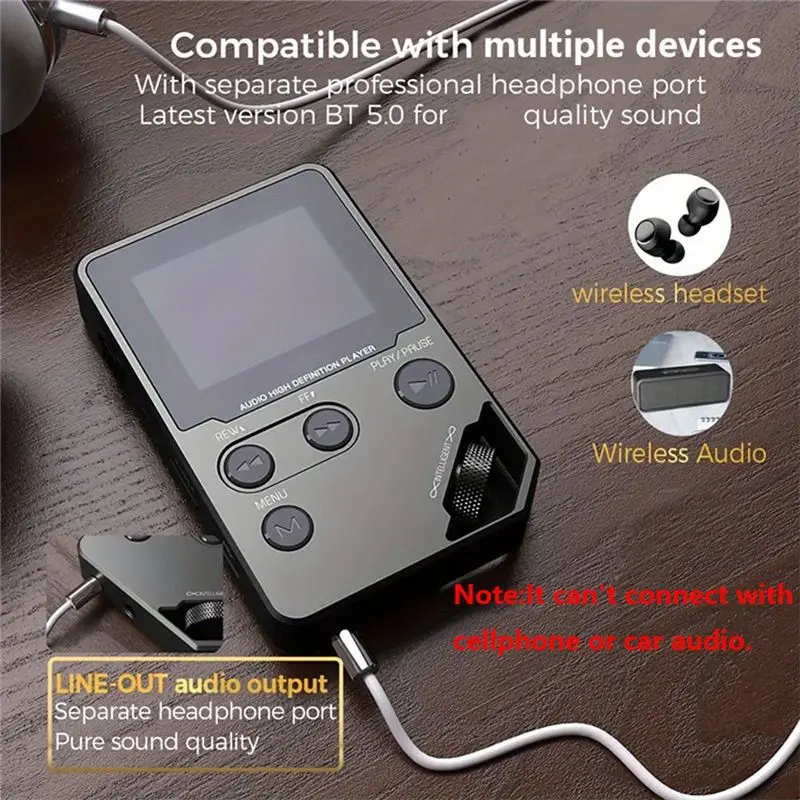 -[A51I 디지털]C5 8GB 무손실 블루투스 MP3 음악 플레이어, 아연 합금 본체, 회전식 컨트롤, 무선 연결,
