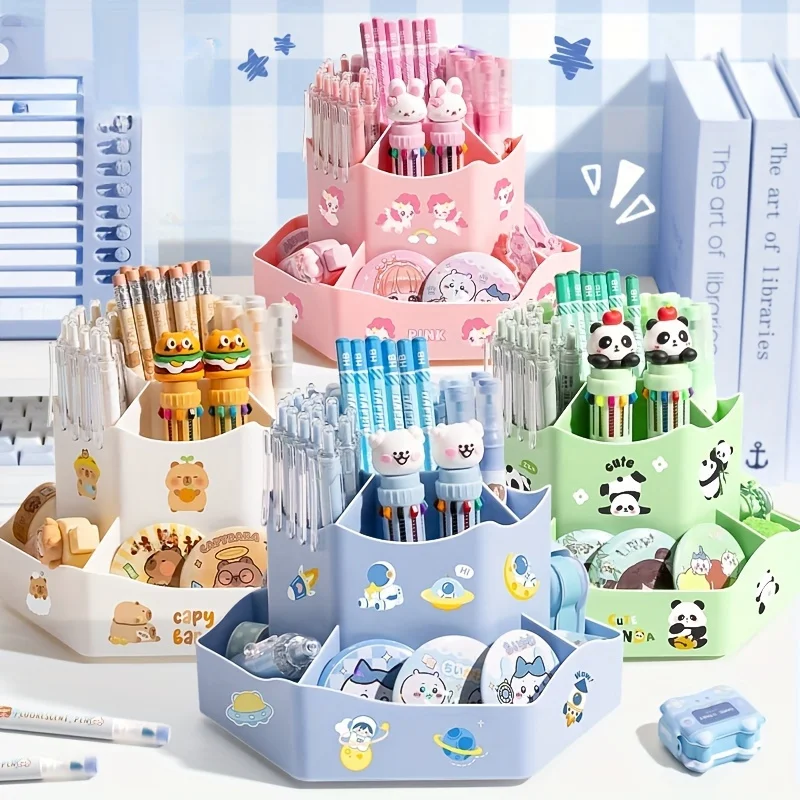 Desk Organizer 360-Degree Rotating Desk Organizer Large Capacity Multi-Functional Storage Office Supplies Cosmetics Pens & Markers