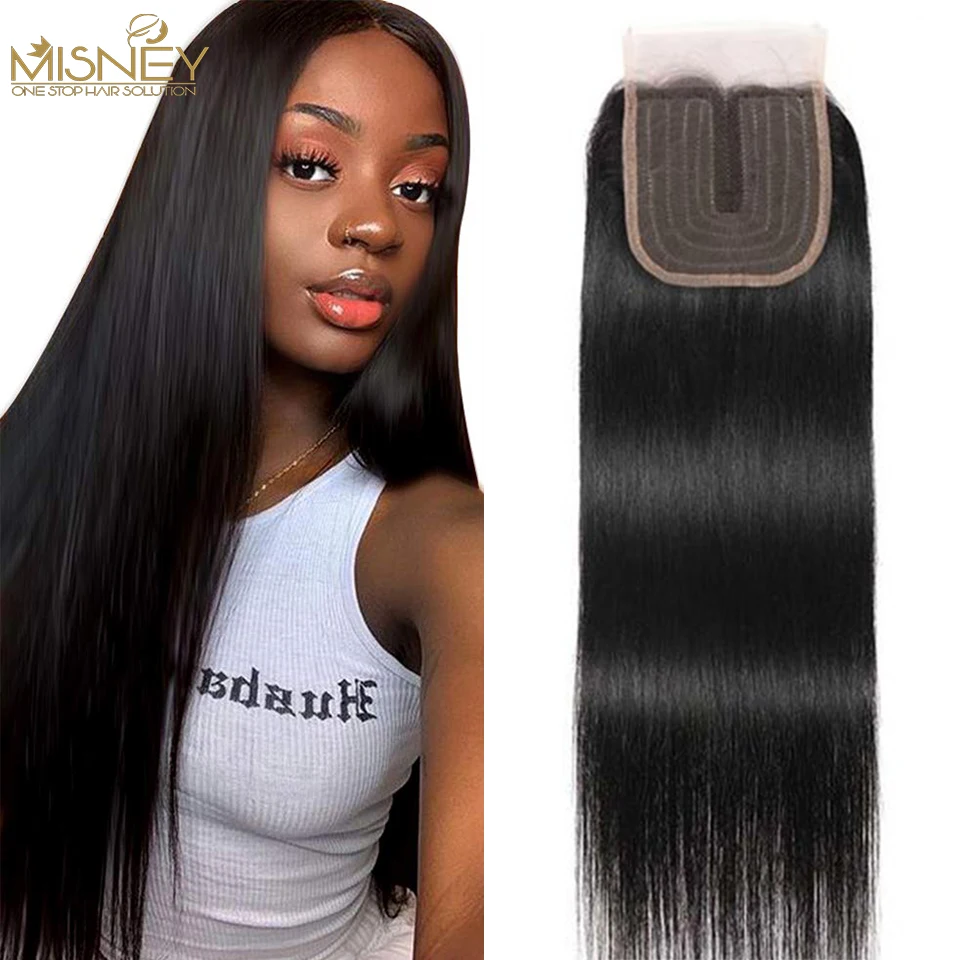 Straight Hair Lace Closure 4x1 T Middle Part Transparent Lace Closure Brazilian Human Hair Swiss Deep Curly human hair closure human hair lace product