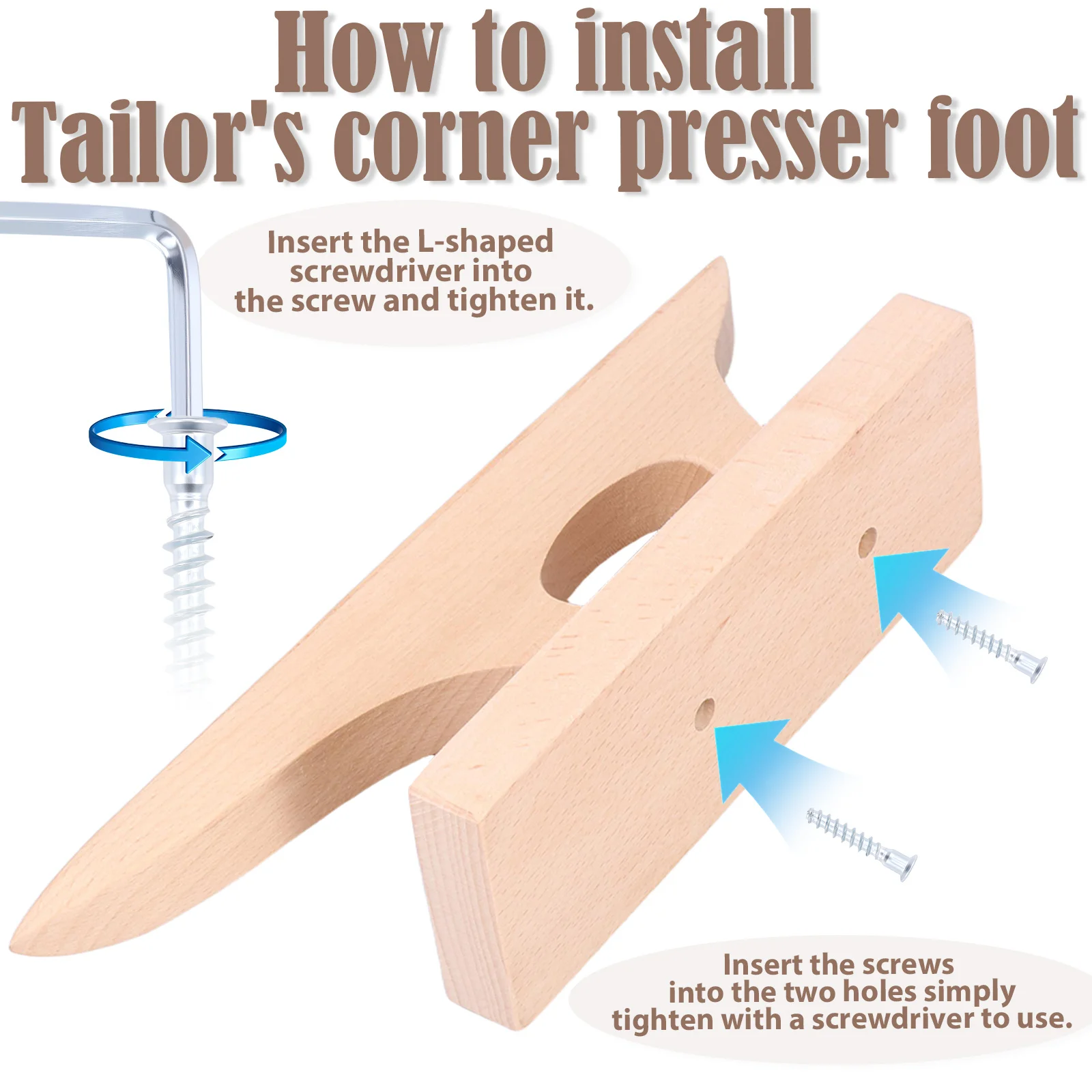 2 in 1 재단사 포인트 프레스 클래퍼, 이중 기능 너도밤나무 재단사 포인트 프레서 및 패브릭 솔기와 모서리용 두드림 블록