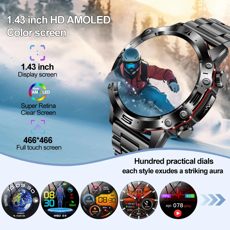 Men Smart Watch Blood Lipids Uric Acid Health ECG+PPG