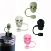 Skull Straw Cover Cap For Cup Reusable 10mm Silicone Straw Topper Compatible 30&40 Oz Tumbler With Handle Tips Lids